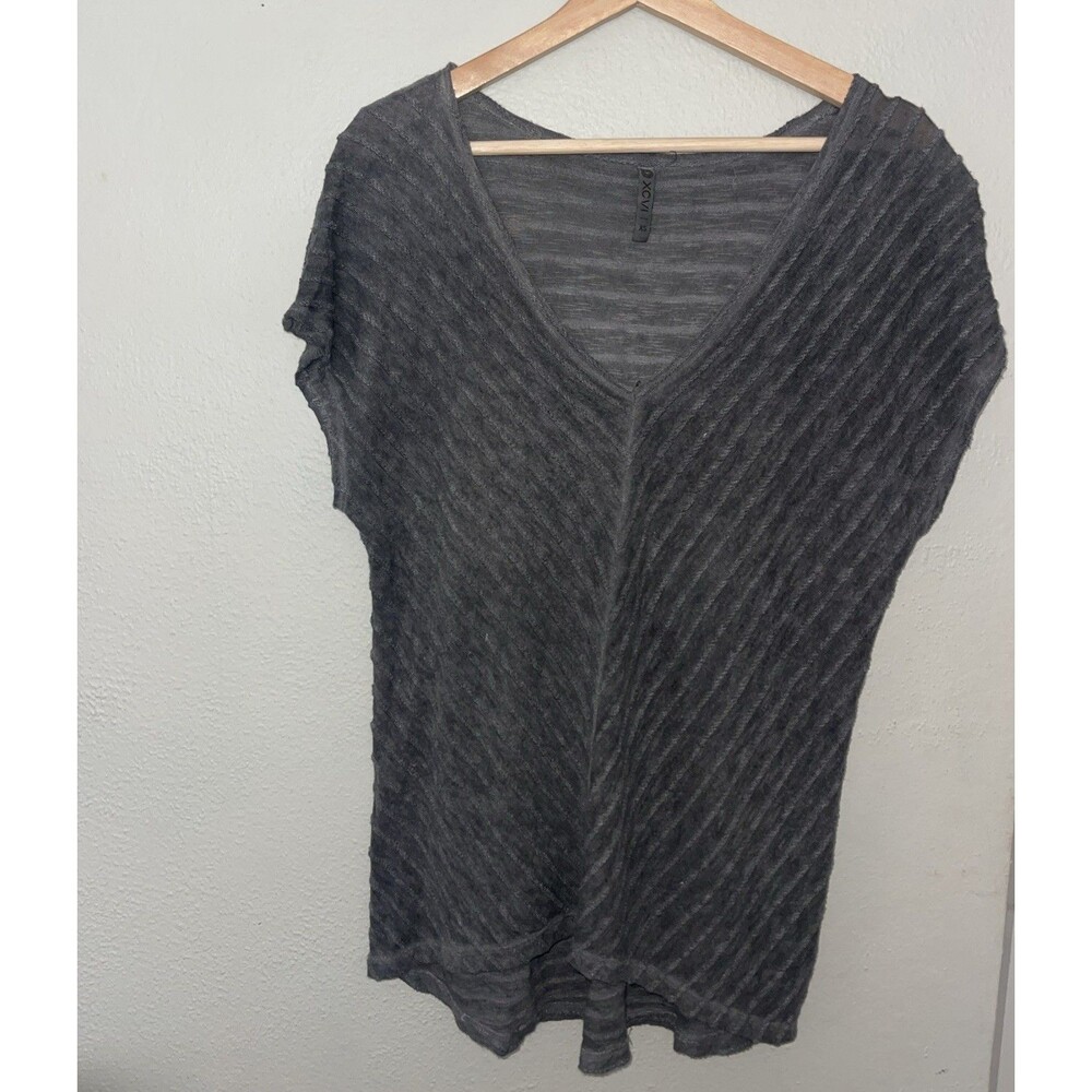 XCVI V-Neck Tunic Top Gray, Womens Size XS